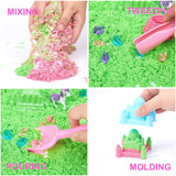 Carolart Unicorn Sensory Bin, Castle Molds, Sand Art Kit for Boys and Girls, Squishy Sand for Toddlers 3+ Carolart