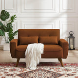 Jarenie 48" Loveseat Sofa, 2 Seater Love Seat Mid Century Modern Small Couches for Living Room Bedroom Apartment, 2 Throw Pillows and Wooden Legs, Orange Jarenie