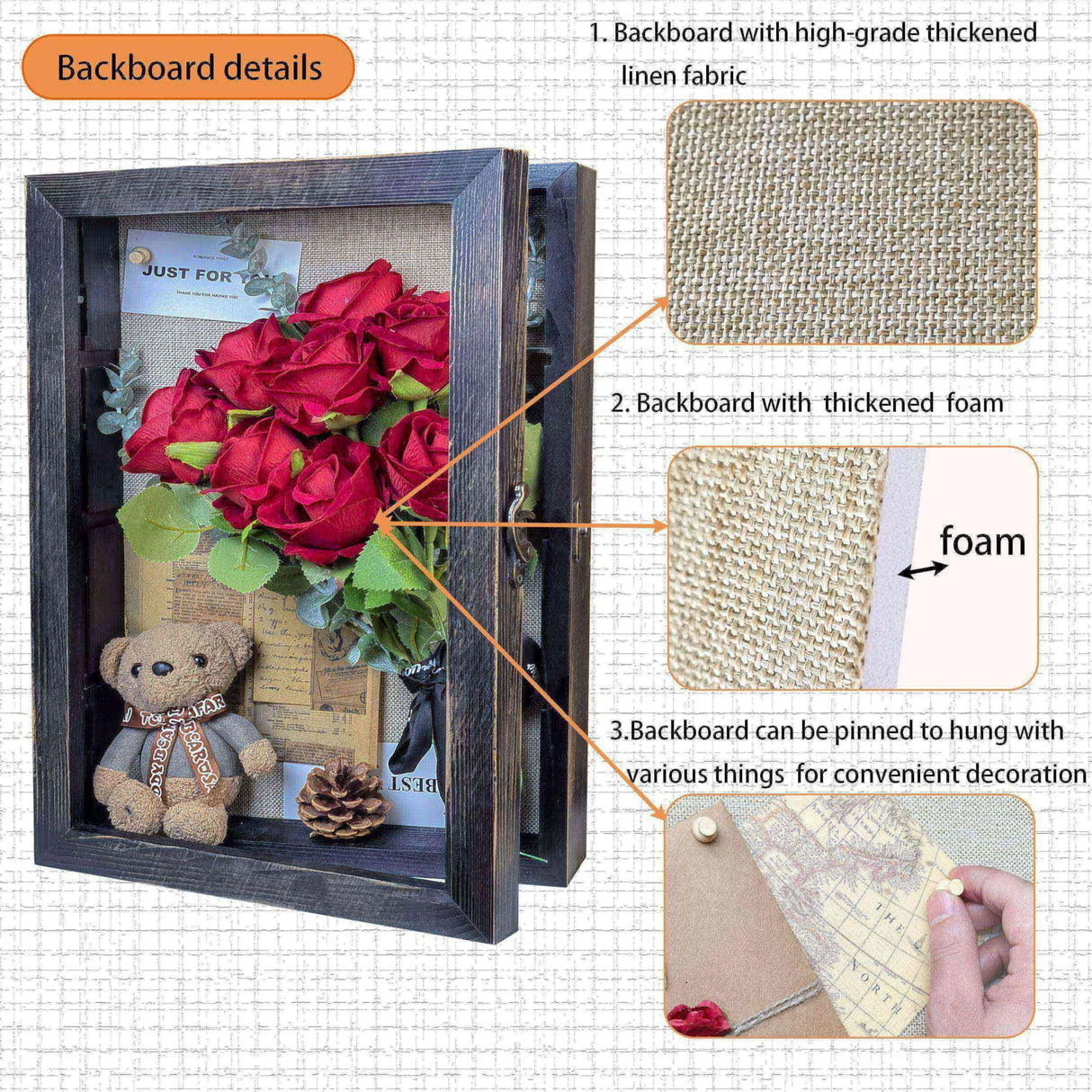 Houstimi Black 11x16 Large Shadow Box Frame Deep Shadow Box with Shelves Pet Memorial Shadow Box Display Case with Linen Back for Handicrafts,Picture Frames,Medals,Coins,Pins Collection and More Houstimi