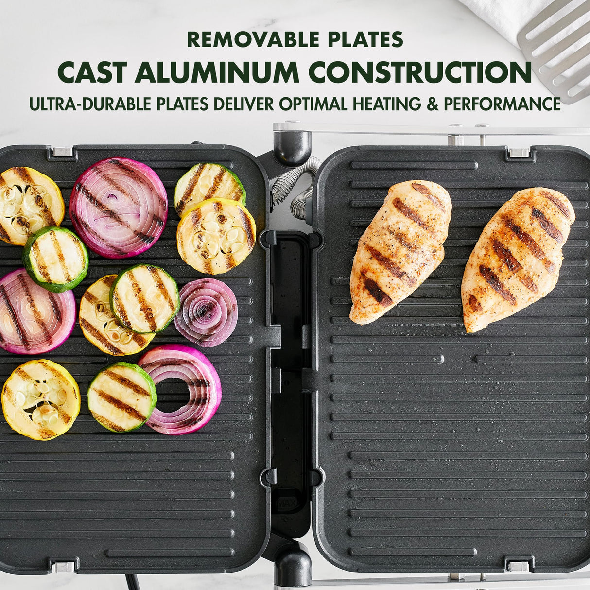 GreenPan Electric Indoor Stainless Steel 6-in-1 Contact Grill and Griddle, Healthy Ceramic Nonstick, Dishwasher Safe Reversible Plates, PFAS-Free GreenPan