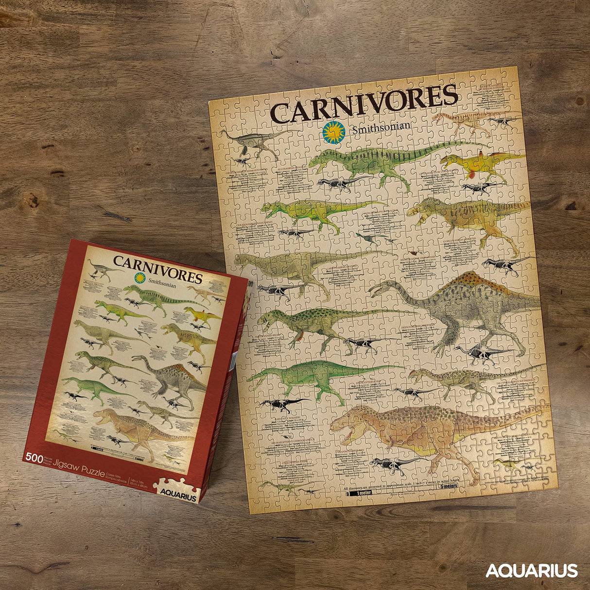 AQUARIUS Smithsonian Carnivore Dinosaurs Puzzle (500 Piece Jigsaw Puzzle) - Glare Free - Precision Fit - Officially Licensed Smithsonian Merchandise & Collectibles - 14 x 19 Inches AQUARIUS