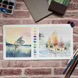 tumuarta Square Watercolor Journal, 8.25x8.25”, 140 LB, 300 GSM, 25% Cotton, Cold Press, 24 Sheets, 48 Pages, Watercolor Paper Sketchbooks for Use As Travel Mixed Media Pads Plein Air Set tumuarta