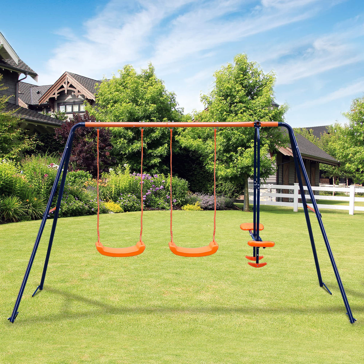 Outdoor Swing Sets for Backyard, 440lbs Load Capacity Swing Stand with 2 Seats and 1 Glider, Heavy Duty A-Frame Metal Outdoor Swing Set for Kids Nova Microdermabrasion
