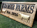 Personalized Farm Sign | Custom Farmhouse Decor | Wooden Farmer Gift | Wood Wall Family Name Sign | Established Cow Sign | Carved Farmhouse Sign | Cattle Decor | Outdoor Farm Sign 3D Woodworker