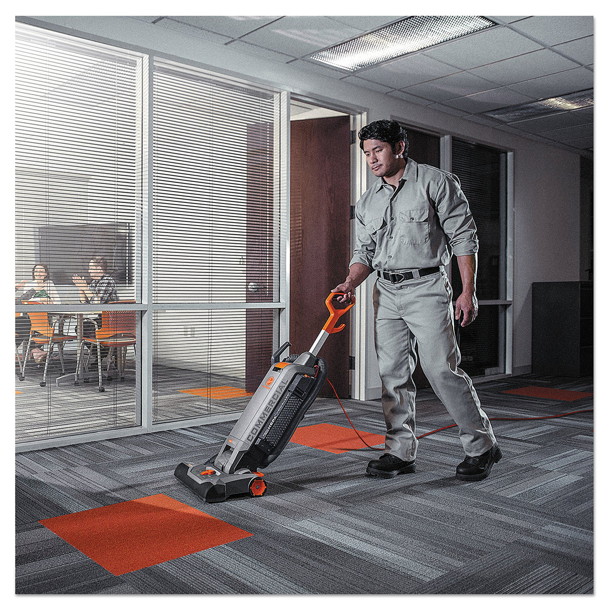 Hoover Commercial HushTone Upright Vacuum Cleaner, 15 inches with Intellibelt, for Carpet and Hard Floors, CH54115, Gray Hoover