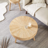 Gexpusm 2-Piece Solid Wood Coffee Table Set, Rustic Round Farmhouse End Tables for Living Room, 31x31x16 in, Light Brown Gexpusm