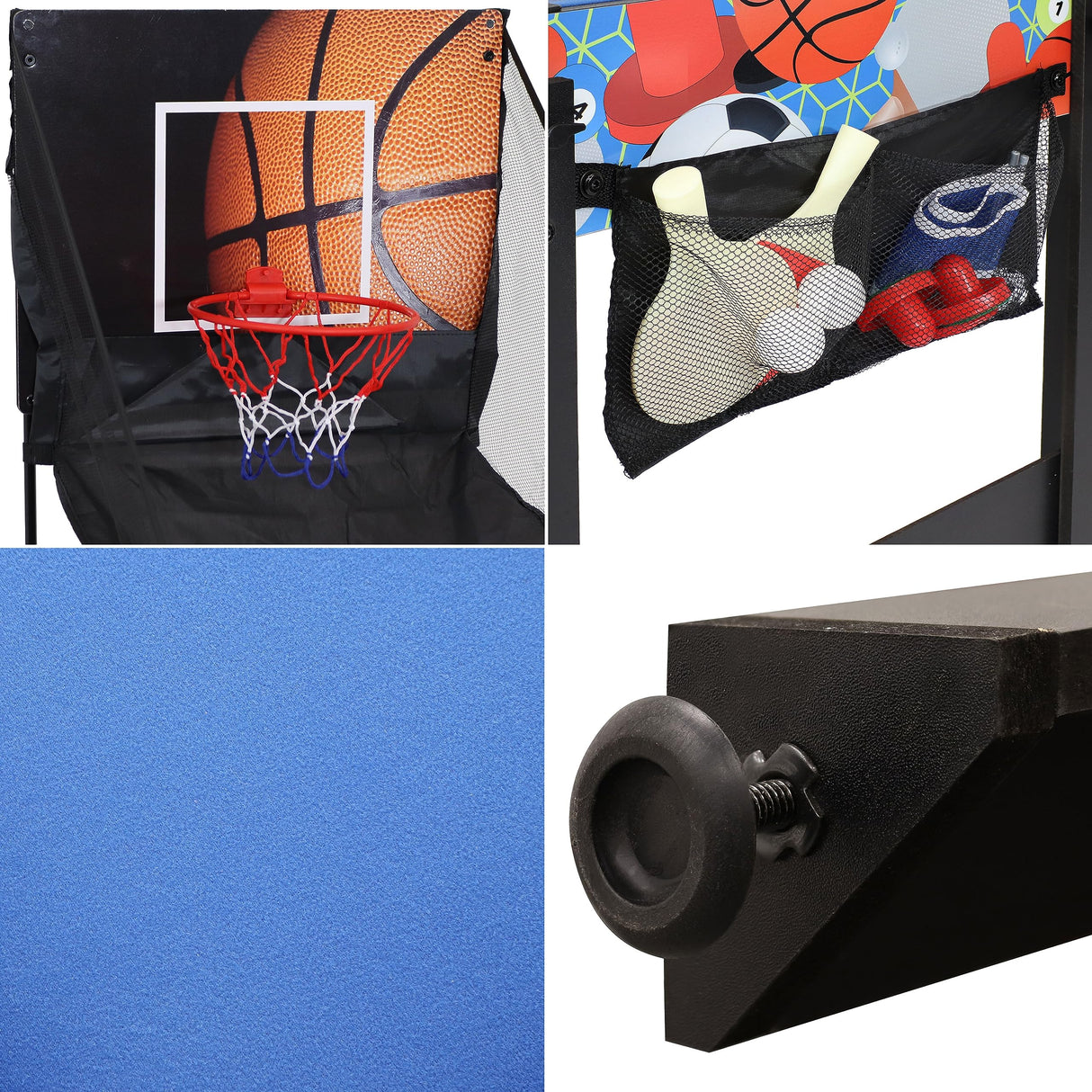 Sunnydaze 5-in-1 Multi-Game Table for Kids - Combo Game Table with Billiards, Push Hockey, Foosball, Ping Pong, and Basketball - 45-Inch - Multi-Color Sunnydaze