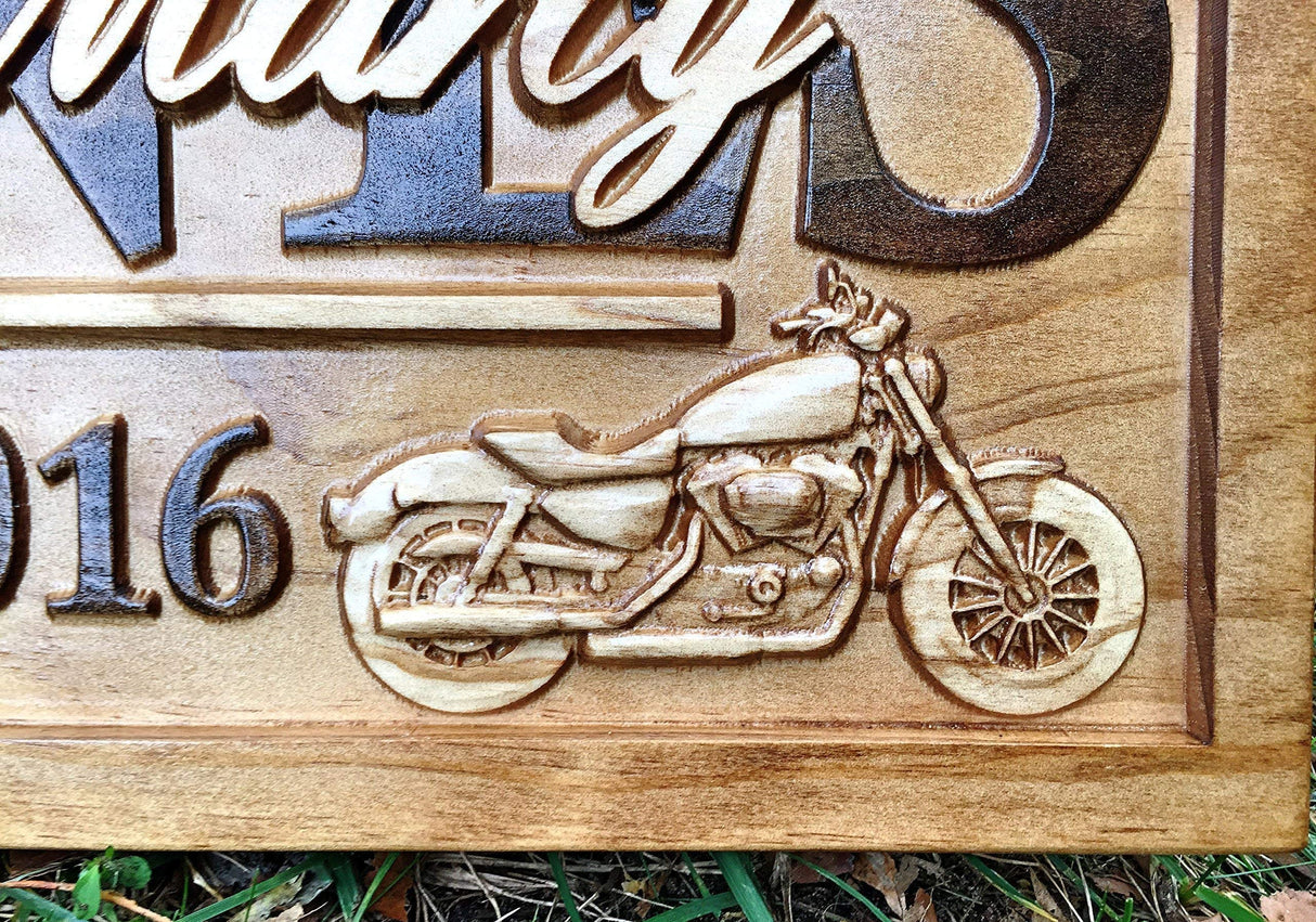 Personalized Motorcycle Gifts Motorcycle Wedding Sign Harley Davidson Sign Personalized Couples Gift Wood Family Name Custom Last Name Sign 3D Woodworker