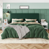 Allewie King Bed Frame, Velvet Upholstered Platform Bed with Adjustable Vertical Channel Tufted Headboard, Mattress Foundation with Strong Wooden Slats, Box Spring Optional, Easy Assembly, Green Allewie