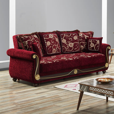 Ottomanson Sweet Home Stores 94" Convertible Sofa Bed with Storage, Firm, Fabric, 3 Seater, Upholstered Sleeper Sofa Couch, Futon for Living Room, Burgundy