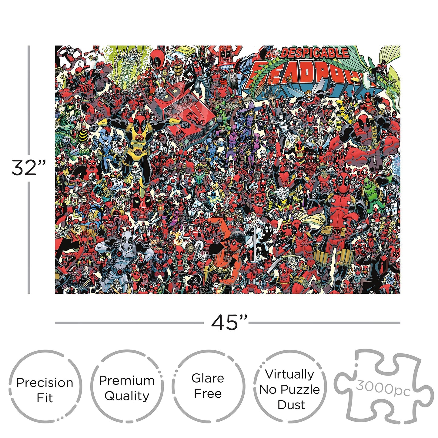 Aquarius Marvel Puzzle Deadpool (3000 Piece Jigsaw Puzzle) - Officially Licensed Marvel Merchandise & Collectibles - Glare Free - Precision Fit - 32 x 45 Inches