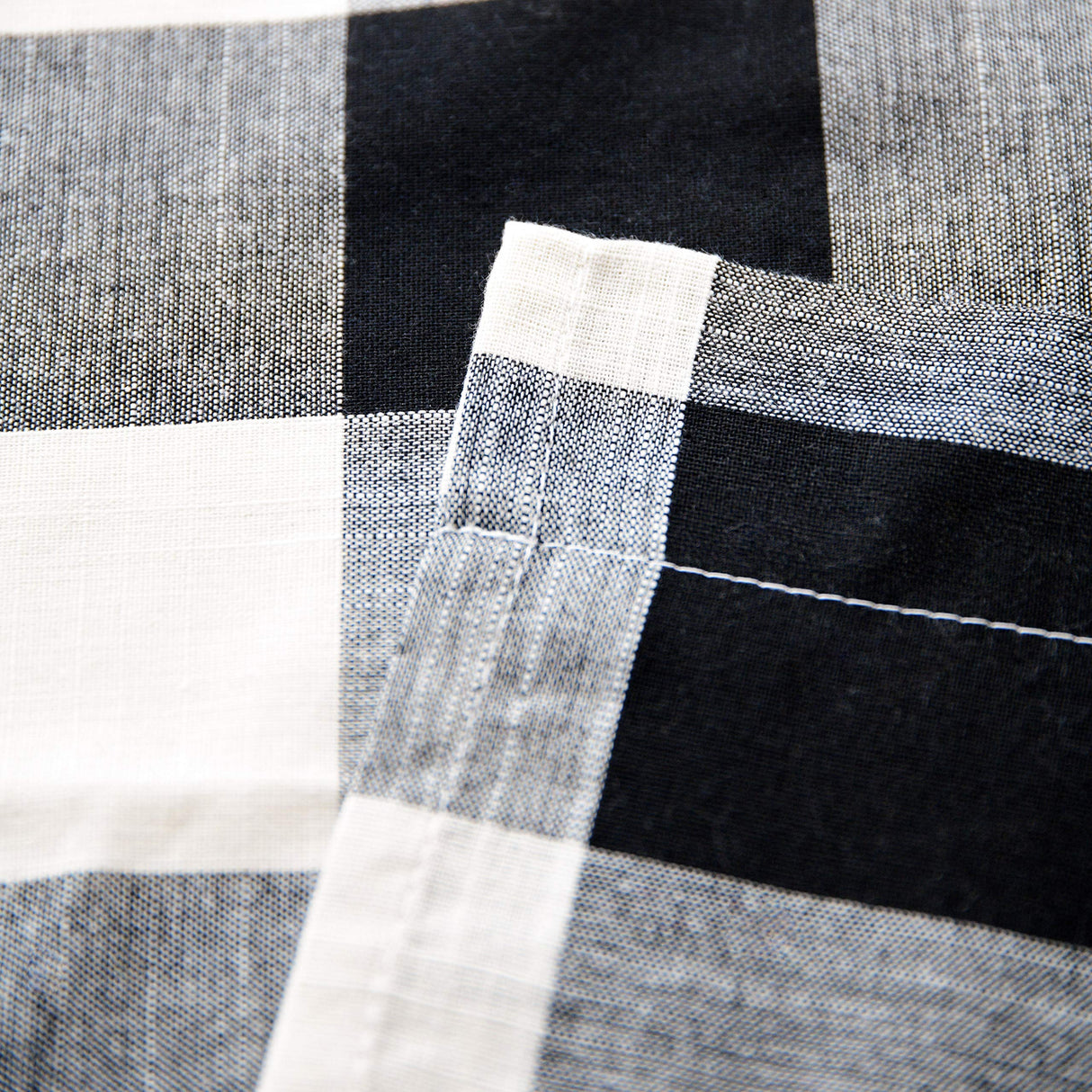 Creativesfun 2 Panels Checks Line Up Set Farmhouse Faux Linen Look Buffalo Plaid Grommet Window Curtain (Black & Cream, Panel 丨W53 X L84-INCH 2PCS) Creativesfun