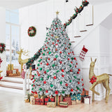 Yaheetech 9ft Premium Snow Flocked Hinged Artificial Christmas Fake Spruce Full Tree for Home Office Party Decoration with 2108 Branch/PVC Tips/Foldable Stand Yaheetech