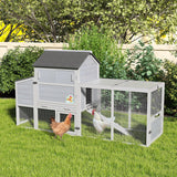 COZIWOW 82" Large Wooden Chicken Coop, Outdoor Rabbit Hutch, Guinea Pig Pet House with Wheels, Sunshine Board, Asphalt Roof, Ramp, Openable Top, Door, Window, Pull-Out Tray, Indoor Bunny Cage (Gray) COZIWOW