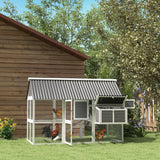 PawHut Chicken Coop with Run, Large Wooden Chicken House with 2 Nesting Boxes, 2 Roosting Bars, Ramp & Tray, Hen House Poultry Cage for 6-8 Chickens, 69" W x 84" x 59" PawHut