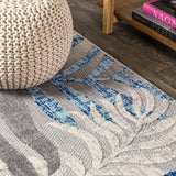 JONATHAN Y Tropics Palm Leaves Indoor Outdoor Area Rug 3X5 Gray/Blue, Boho for Backyard, Patio, Porch, Easy-Cleaning, High Traffic, Pet-Friendly, Non-Shedding (AMC100A-3) JONATHAN Y