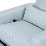 DaVinci Piper 360° Swivel Rocker Recliner Chair, Rocking Chair for Nursery & Living Room, GREENGUARD Gold, FSC & Certi-PUR US Certified, Comfy Nursery Glider Recliner - Heathered Blue w/Cream Piping DaVinci