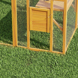 Lovinouse Extra Large Wooden Outdoor Cat House, 57ft² Cat Run Enclosure Walk in Catio Kitten Condo with Enter Door, 2 Doors, 2 Playpen & Hiding Houses, Bridges, Walks, Roof Cover, Golden Yellow Lovinouse