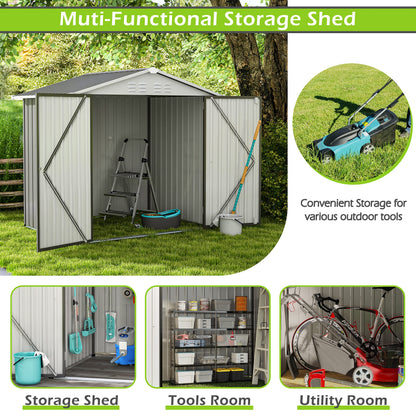 TOLEAD 6 x 4 FT Gray Metal Outdoor Storage Shed, Tool Sheds for Backyard Garden Patio Lawn with Water Proof, Large Heavy Duty Tool Sheds with Lockable Doors & Air Vent for Backyard Patio Lawn - WoodArtSupply