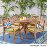 Christopher Knight Home Jordan Outdoor 5 Piece Acacia Wood Dining Set, Teak Finish/Green Christopher Knight Home