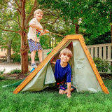 Avenlur Palm Outdoor and Indoor Playground 5 in 1 Backyard Playset with Ladder, Rock Wall, 4 ft. Slide, Tent Fort, Montessori Style Play Set Climber Playhouse Toddlers, Children, Kids 2-8yr (Green) Avenlur