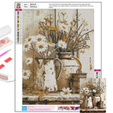 Rustic Flowers Diamond Art Kits for Adults - Daisy Diamond Painting Kits for Adults Beginner, DIY 5D Full Drill Gem Art for Home Wall Decor 12x16 inch Axquilon