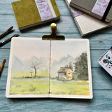 tumuarta Watercolor Sketchbook, 7.5x5, 140 LB, 300GSM, 100% Cotton Paper, Cold Press, 24 Sheets,48 Pages, Watercolor Journal for Use As Travel Sketch Book and Mixed Media Pad On The Go tumuarta