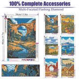 Canrichshop 6 Pack National Park Diamond Painting Kits for Adults,Lanscape Diamond Art Kits Beginner,5D Full Drill Diamond Dot,Gem Art Crafts for Adults Wall Decor 12x16inch Canrichshop