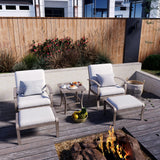 HAPPATIO 5 Piece Aluminum Outdoor Patio Furniture Set, Patio Chairs with Ottomans and Side Table, Balcony Furniture, Patio Conversation Set for Porch Garden (Gray) HAPPATIO