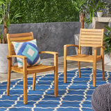 Christopher Knight Home Watts Outdoor Acacia Wood Dining Chairs, Teak Finish (Set of 2) Christopher Knight Home