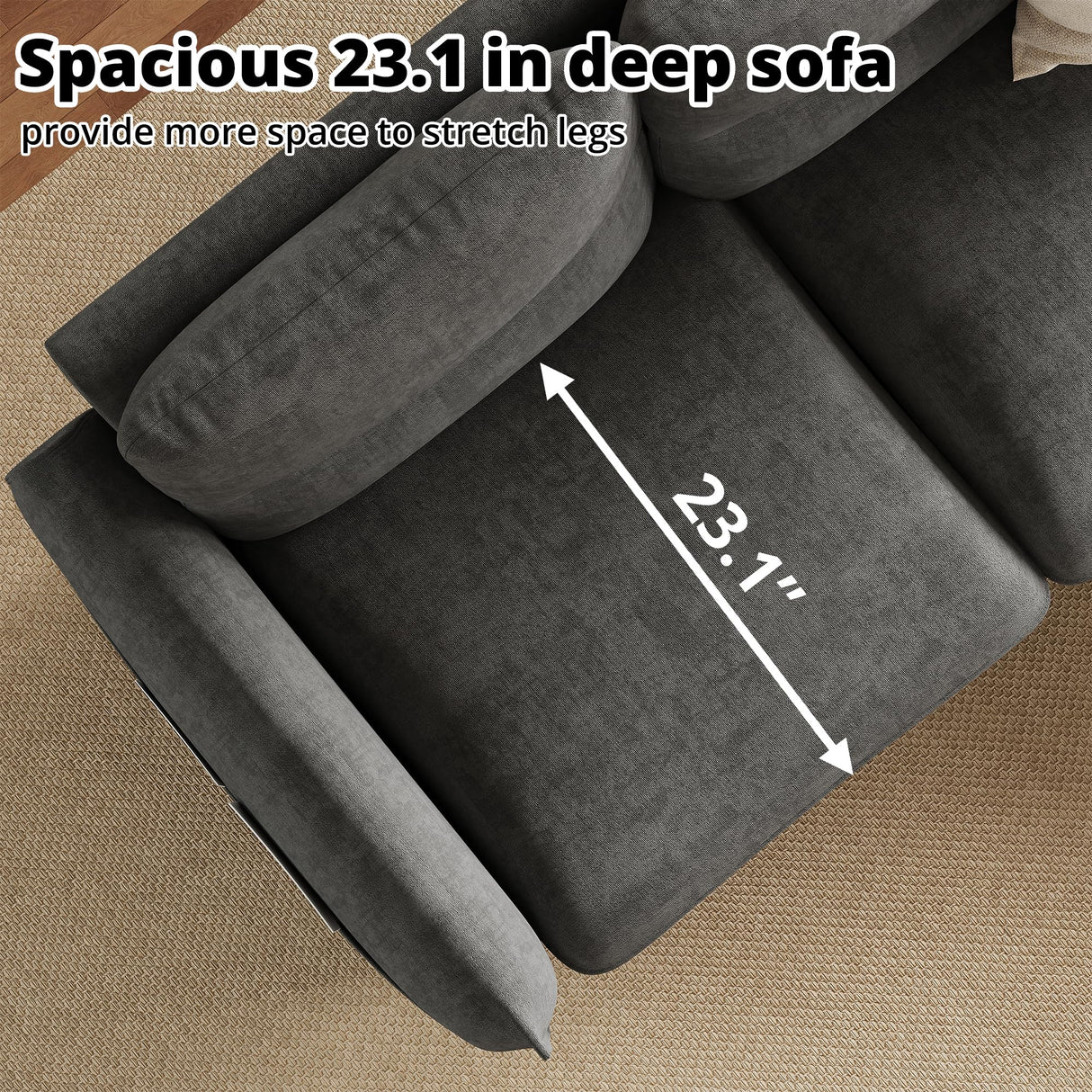 LIKIMIO 80''L-Shaped Modular Sectional Sofa for Living Room, 3-Seater Couch with Movable Ottoman, Modern Convertible Sofas, Small Couches for Living Room/Apartment/Office, Grey LIKIMIO