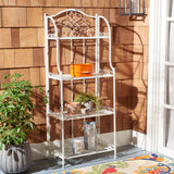 Safavieh PAT5014B Outdoor Collection Amaris Antique White Wrought Iron 4-Tier Bakers Rack Safavieh