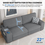 Yaheetech 83.5" W Modern Sofa Couch Corduroy Fabric Sofa with USB Charging Ports & Side Storage Pockets for Living Room Apartment, Dark Gray Yaheetech