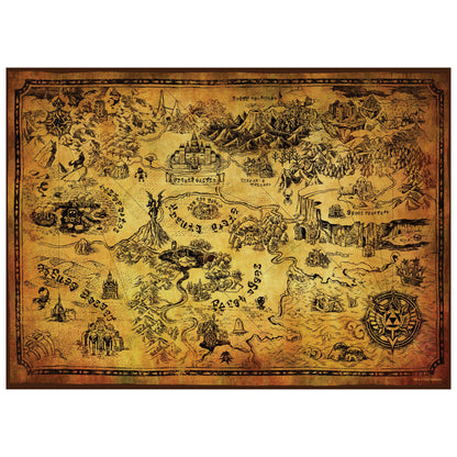 The Legend of Zelda Hyrule Map 1,000 Piece Jigsaw Puzzle | Collectible Puzzle Featuring Stylized Hyrule Map from The Legend of Zelda Video Games | Officially Licensed Nintendo Merchandise