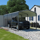 Yardenaler 10x15 FT Heavy Duty Metal Carport, Car Port Canopy with Metal Roof, Garage Car Shelter Shade for Outdoor, Car, Truck, Boat, Gray Yardenaler