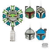 Hallmark Star Wars: The Mandalorian 5" Miniature Christmas Tree Topper and 1.7" Mini Ornaments, Set of 5 Shatterproof Ornaments, May The 4th Hallmark