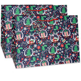 Gift Boutique 12 Jumbo Christmas Tote Bags with Handles 15" Wide X 11" High X 11" Deep Extra Wide Large Giant Reusable Grocery Shopping Paper Bags Big Gusset for Food Cookie Container & Foil Tin Pan Gift Boutique