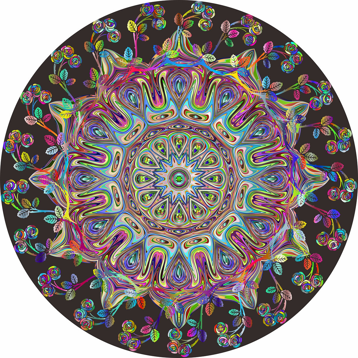 Mandala Flower Puzzles for Adults 1000 Pieces, Difficult Impossible Hard Puzzle, Round Colorful Trippy Challenge Jigsaw Puzzle PPuzzling