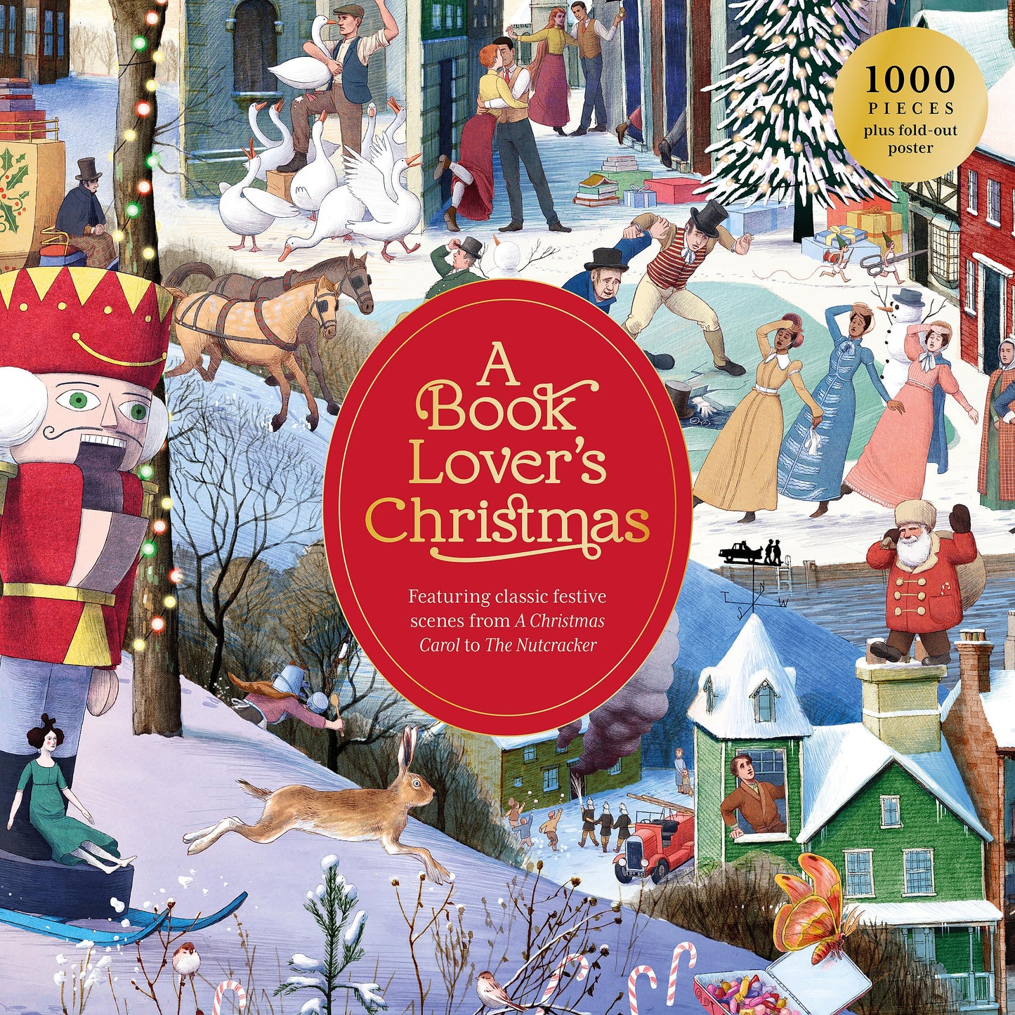 A Book Lover's Christmas A 1000-piece Jigsaw Puzzle — Includes Beautiful Illustrations of Christmas Scenes from Literature, find Your Favorite Characters!