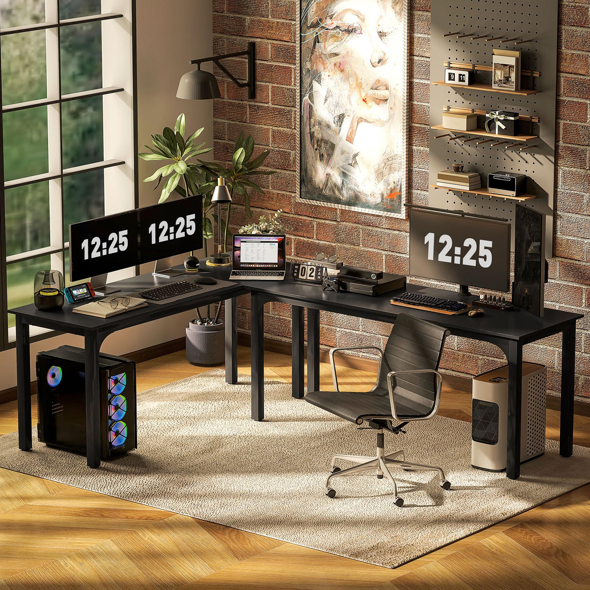 HOMCOM Modern Simple Large Computer Desk, 70.9" Long Home Office Desk for Two Person, Multi-Purpose Computer Table for Home Office Study, Black HOMCOM