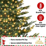 Yaheetech 6ft Pre-lit Aspen Fir Artificial Christmas Tree with 400 Incandescent Warm Lights Full Prelighted Xmas Tree w/828 Branch Tips & Foldable Stand for Home Holiday Decor, Green Yaheetech