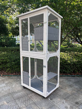 Ball & Cast 71" Outdoor Wooden Catio Outdoor Cat Enclosure House,Indoor Large Kitten Playpen with Napping House,4 Platforms & Weatherproof Asphalt Roof,Sliding Doors,Grey Ball & Cast