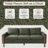 Christopher Knight Home Yadil Teddy Fleece Upholstered 3 Seater Sofa Couch, Wooden Home Sofa Living Room, Comfy Cloud Couch for Bedroom, Home Office, Olive Green Christopher Knight Home