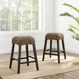 Crosley Furniture Edgewater Backless Counter Height Bar Stools Set of 2 with Handwoven Natural Fiber Rattan, Seagrass Crosley Furniture