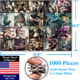 Think2Master Funny Cats 1000 Pieces Jigsaw Puzzle Featuring heartwarming Kittens and Cats. Fun for Teens, Seniors & Families. Great Gift for Kids Ages 13+ Size: 26.8” x 18.9” THINK2MASTER