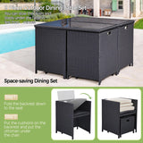 Yaheetech 9-Piece Patio Dining Sets Outdoor Space Saving Rattan Chairs with Glass Table, Wicker Patio Furniture Sets Outdoor Sectional Conversation Set with Removeable Cushions, Black Yaheetech