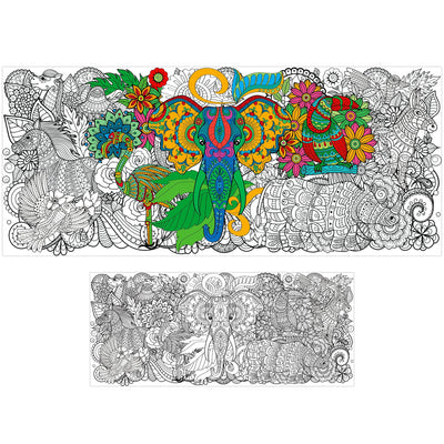 BZaber Jumbo Animal Mandala Coloring Poster - Giant African Wild Animal Wall Art Decor for Kids & Adults, Bedroom & Living Room Decor, DIY Painting Craft (55'x23)
