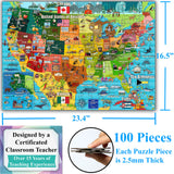 Think2Master Colorful United States Map 100 Pieces Jigsaw Puzzle Fun Educational Toy for Kids, Adults, School & Families. Great Gift for Boys & Girls Ages 4-8 to for Learning USA.23.4” X 16.5” THINK2MASTER