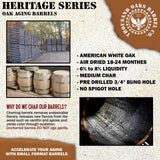 5 Gallon Oak Barrel - Wooden Whiskey Barrel Wine Barrel (20 Liter) - for The Home Brewer, Distiller, Wine Maker - New American 20L Oak Barrels for Aging Whiskey, Bourbon, Mead (HERITAGE SERIES) THOUSAND OAKS BARREL