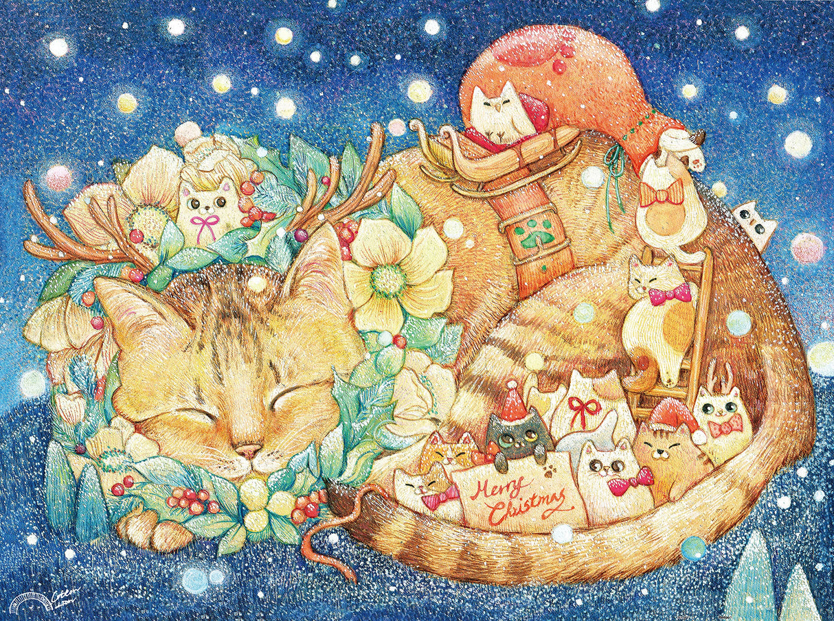 Pintoo Jigsaw Puzzles 1200 Piece for Adults - Cotton Lion - Christmas Night & Cats Beautiful Plastic Puzzle for Home Decor Zero Dust Easy Storage [H2250] Pintoo